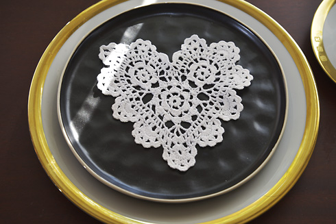 White color Heart Shape Crochet Lace Doilies 6" Heart Crochet